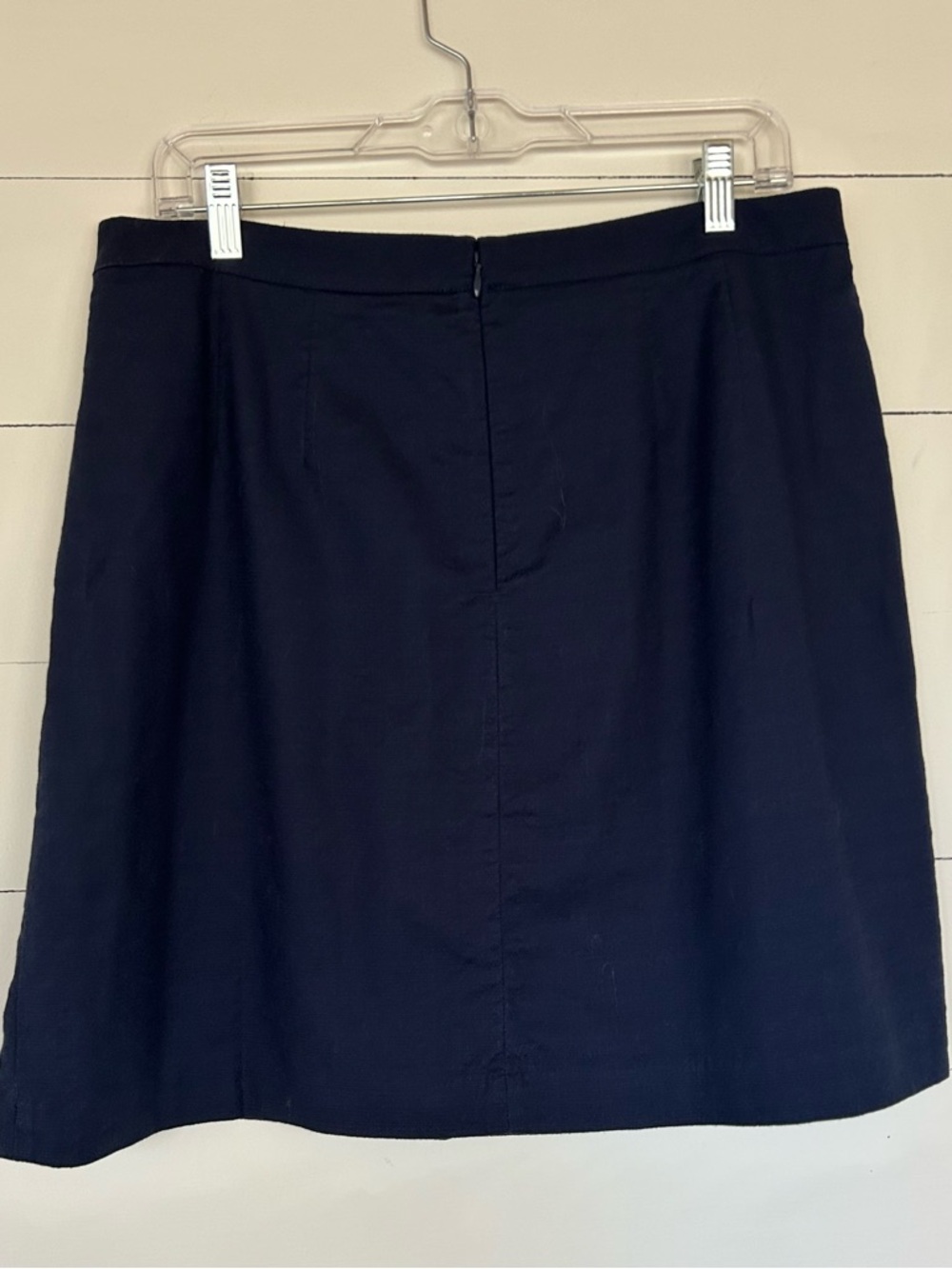 LOFT Navy Blue Cotton Skirt with Bow on Front and Zipper on Back. Size 12 - Picture 3 of 5